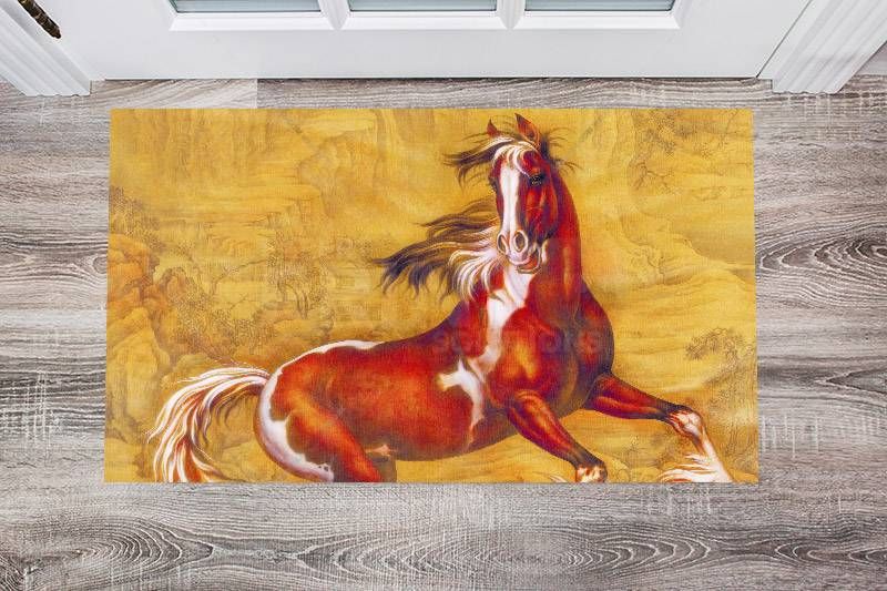 Brown and White Stallion Floor Sticker