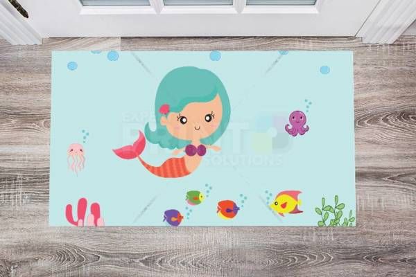 Little Blue Hair Mermaid Floor Sticker