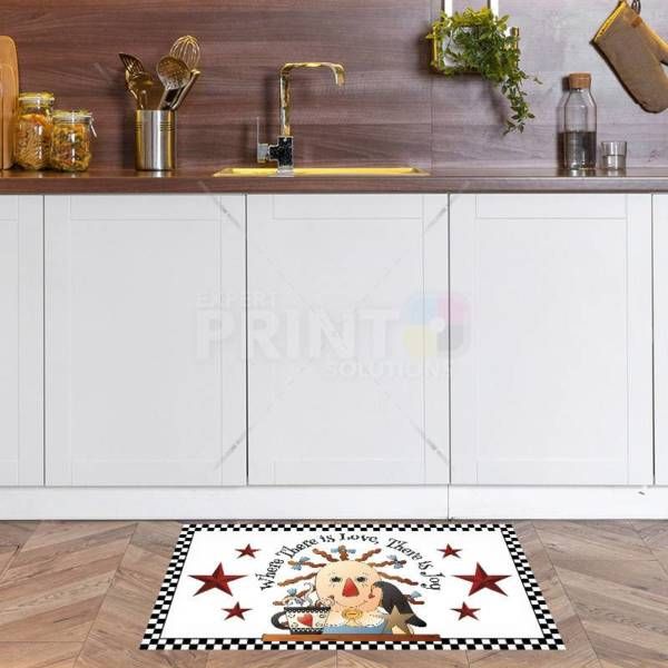 Prim Raggedy Ann & Crow - Where There is Love There is Joy Floor Sticker