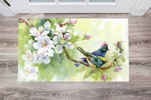 Cute Little Spring Bird Couple Floor Sticker