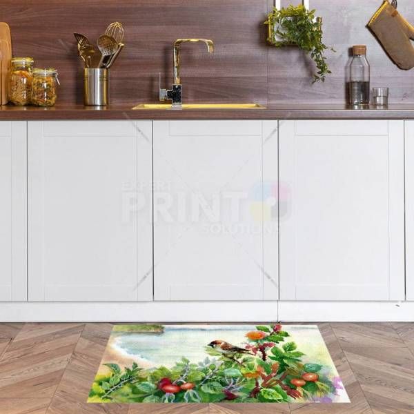 Little Sparrow on a Dog-Rose Bush Floor Sticker