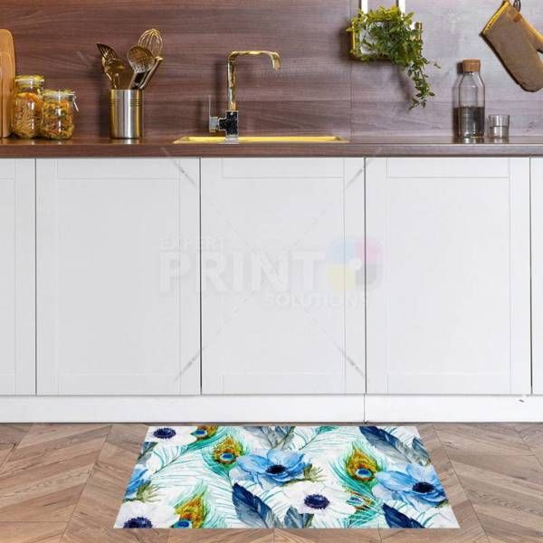 Ethnic Wood Flower Design Floor Sticker