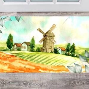 Farmhouses and Windmill Floor Sticker
