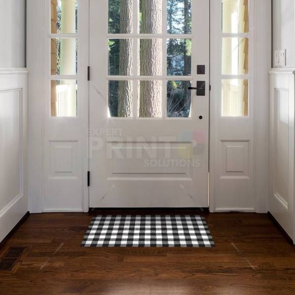 Farmhouse Buffalo Plaid Pattern - Black and White Floor Sticker