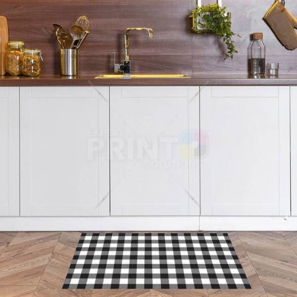 Farmhouse Buffalo Plaid Pattern - Black and White Floor Sticker