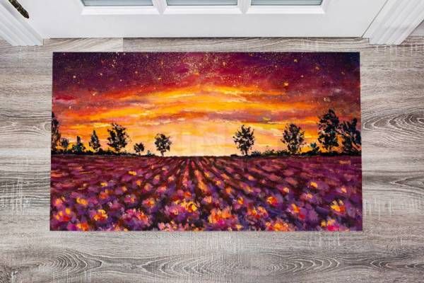 Beautiful Lavender Field after Sunset Floor Sticker