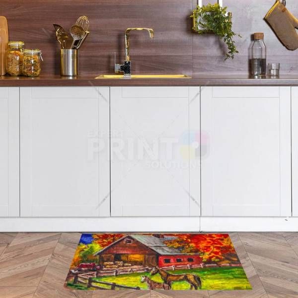 Farmhouse Barn and Horses Floor Sticker