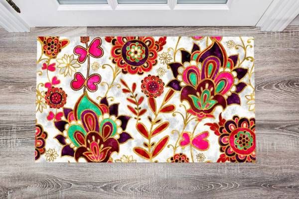 Beautiful Ethnic Native Boho Flower Design #2 Floor Sticker