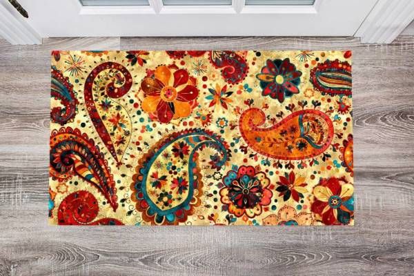 Beautiful Folk Ethnic Native Boho Paisley Design #7 Floor Sticker