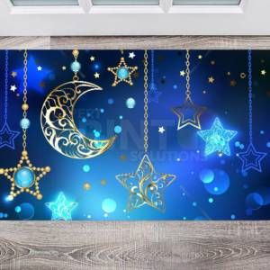 Beautiful Bohemian Moon and Stars Design Floor Sticker