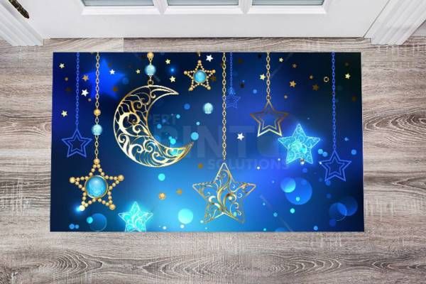 Beautiful Bohemian Moon and Stars Design Floor Sticker