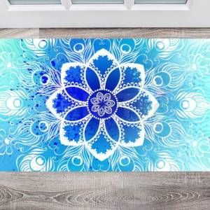 Beautiful Ethnic Blue and White Mandala Design Floor Sticker