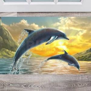 Jumping Dolphin Couple Floor Sticker
