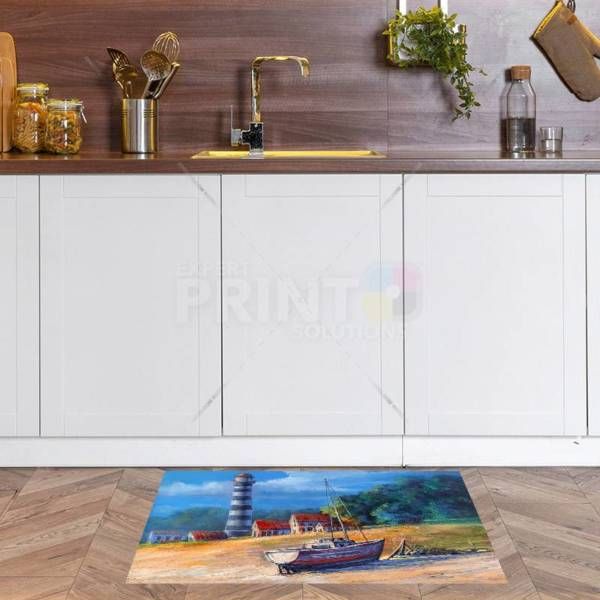 Lighthouse and a Fishing Boat Floor Sticker