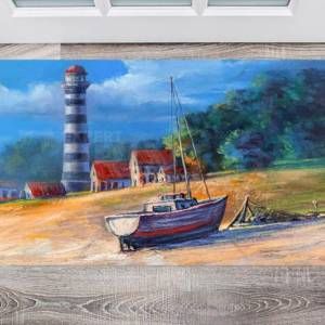 Lighthouse and a Fishing Boat Floor Sticker