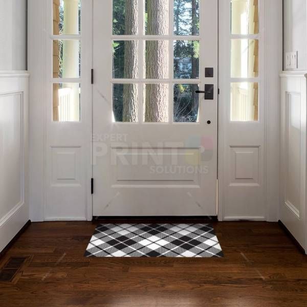 Black and White Buffalo Plaid Pattern Floor Sticker