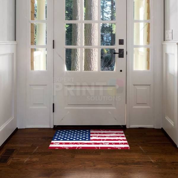 USA America Flag Flower Design Floor Sticker