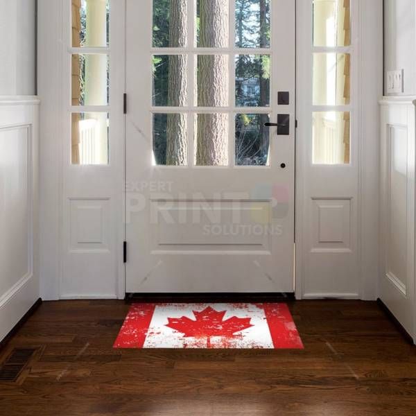 Grungy Canadian Maple Leaf Flag Floor Sticker