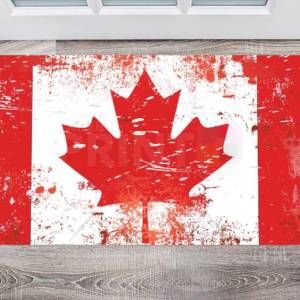 Grungy Canadian Maple Leaf Flag Floor Sticker