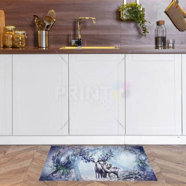 Flower Deer Family Floor Sticker