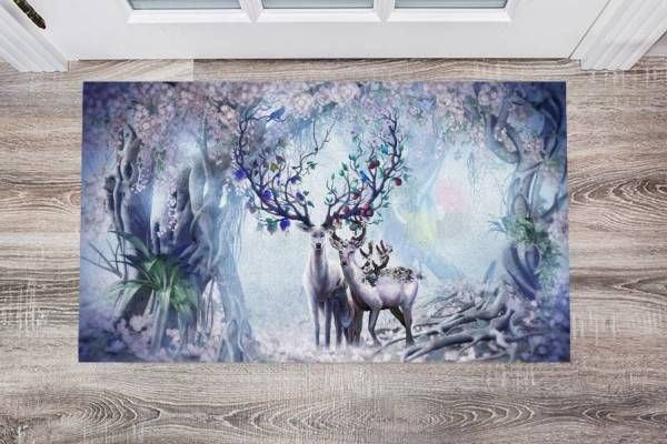 Flower Deer Family Floor Sticker