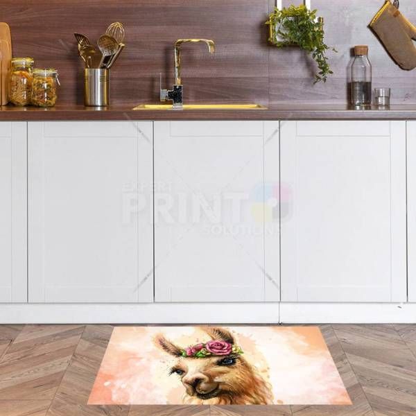 Cute Flower Llama Floor Sticker