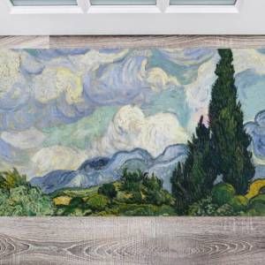 Wheat Field with Cypresses by Vincent van Gogh Floor Sticker