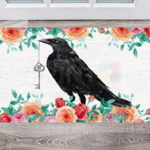 Vintage Crow with a Key Floor Sticker