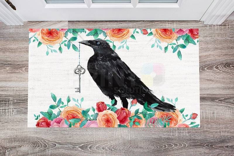 Vintage Crow with a Key Floor Sticker