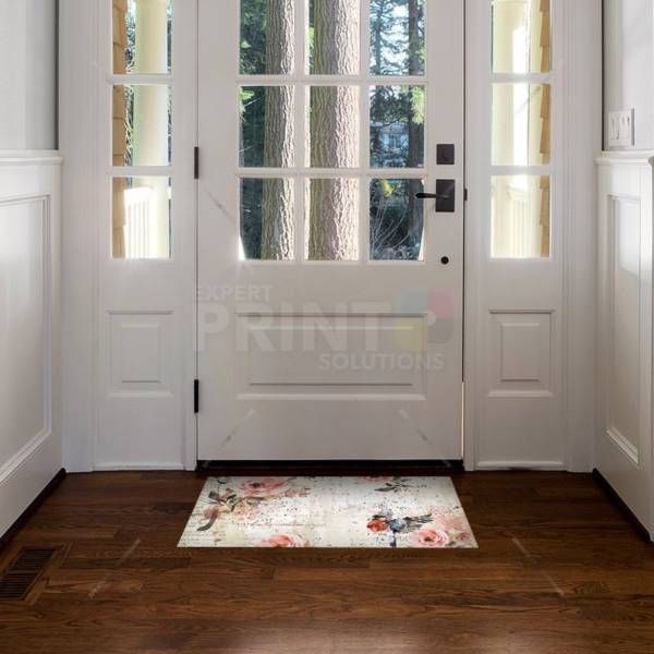 Vintage Flowers and Flying Bullfinch #1 Floor Sticker
