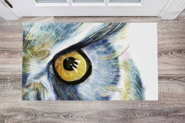 Beautiful Horned Owl Head Floor Sticker