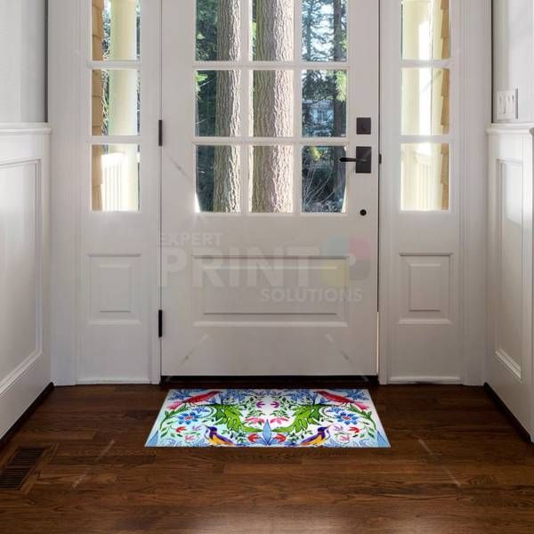 Folk Design with Birds and Flowers Floor Sticker