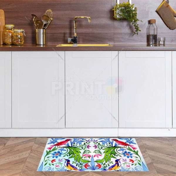 Folk Design with Birds and Flowers Floor Sticker