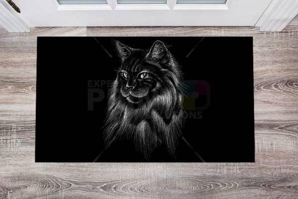 Beautiful Black Cat Floor Sticker