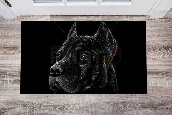 Black Bulldog Face Floor Sticker