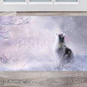 Kitten and the First Snow Floor Sticker