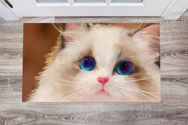 Beautiful Blue Eyed Cat Floor Sticker
