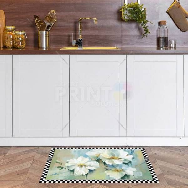 Delicate White Flowers Floor Sticker