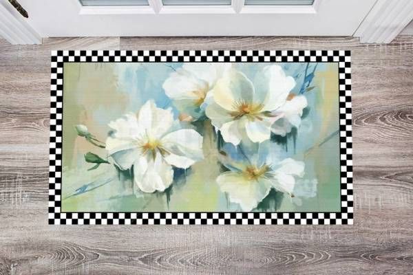 Delicate White Flowers Floor Sticker