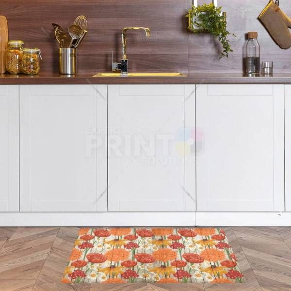 Rustic Flowers on Wood Pattern #8 Floor Sticker