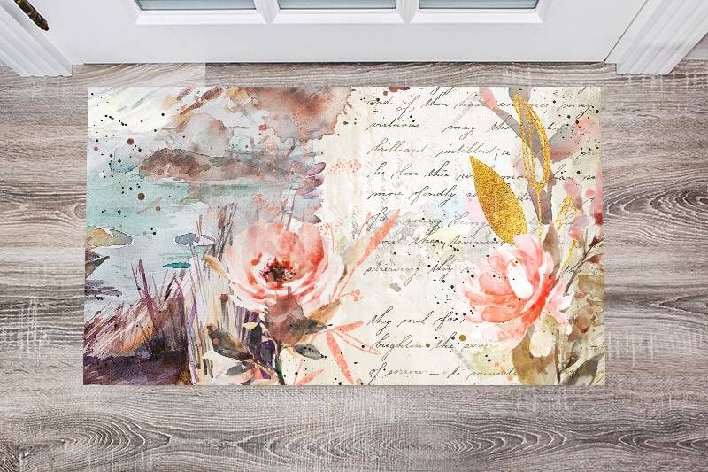 Victorian Vintage Riverbank and Flowers Floor Sticker