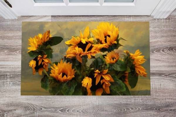 Beautiful Evening Sunflowers Floor Sticker