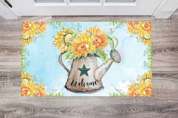 Sunflower Watering Can Floor Sticker