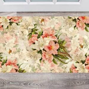 Pink and White Victorian Lilies Floor Sticker