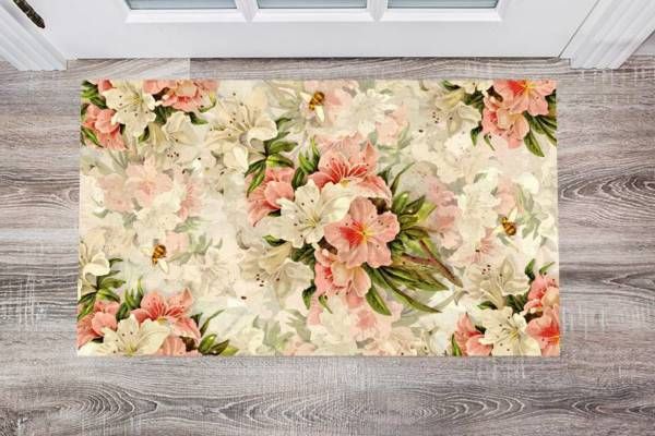 Pink and White Victorian Lilies Floor Sticker