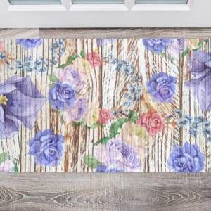 Flowers on Wood Pattern #3 Floor Sticker