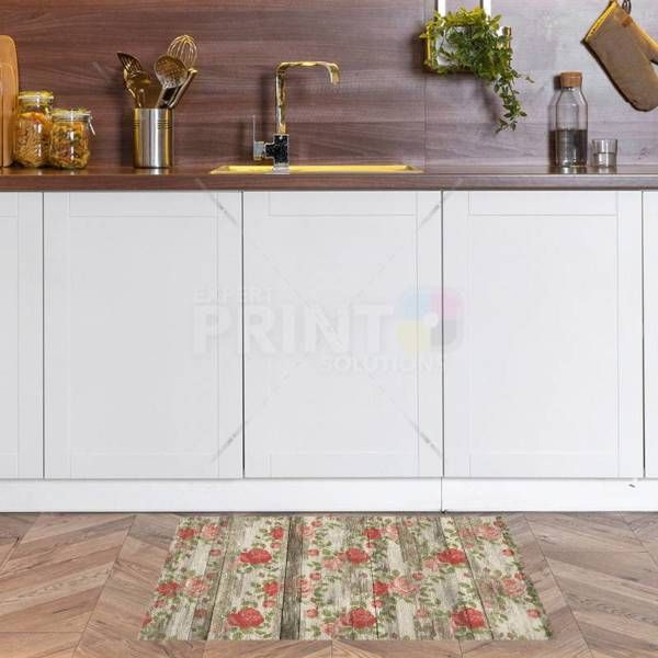 Flowers on Wood Pattern #8 Floor Sticker