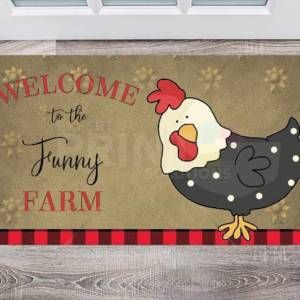 Welcome to the Funny Farm Rooster Floor Sticker