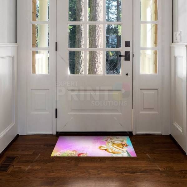 Little Girl and Her Chicken Floor Sticker