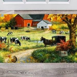 Old Farmhouse and Animals Floor Sticker